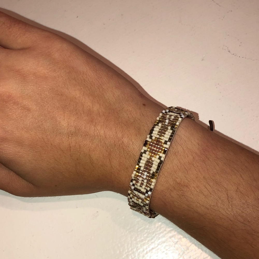 Chan Luu (brown, gold, white) single wrap bracelet